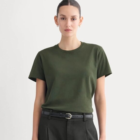 Everlane The Box Cut Tee in Essential Cotton in Dark Green, Size X-Small - Picture 1 of 8